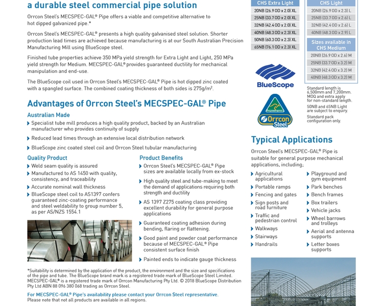 MECSPEC-GAL® Pipe (CHS) Flyer